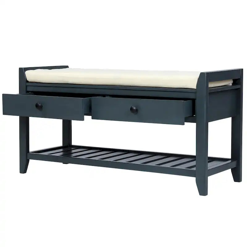 Aufbewahrungsbank für den Eingangsbereich mit gepolsterter Sitzfläche und Schubladen - 39L x 14W x 19.8H