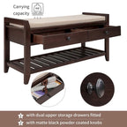 Aufbewahrungsbank für den Eingangsbereich mit gepolsterter Sitzfläche und Schubladen - 39L x 14W x 19.8H