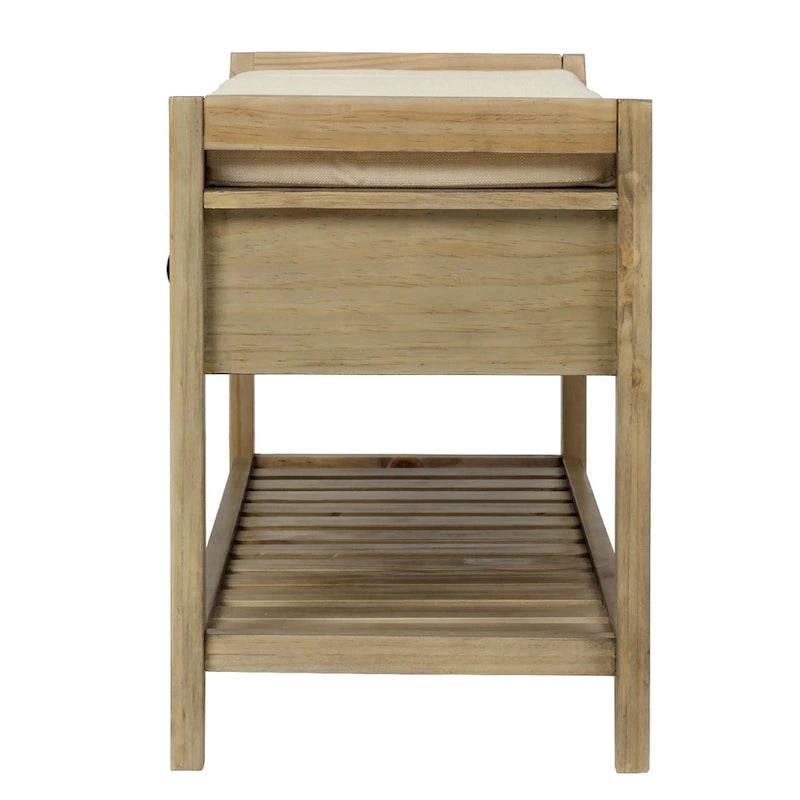 Aufbewahrungsbank für den Eingangsbereich mit gepolsterter Sitzfläche und Schubladen - 39L x 14W x 19.8H