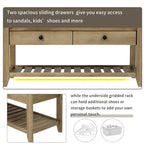 Aufbewahrungsbank für den Eingangsbereich mit gepolsterter Sitzfläche und Schubladen - 39L x 14W x 19.8H