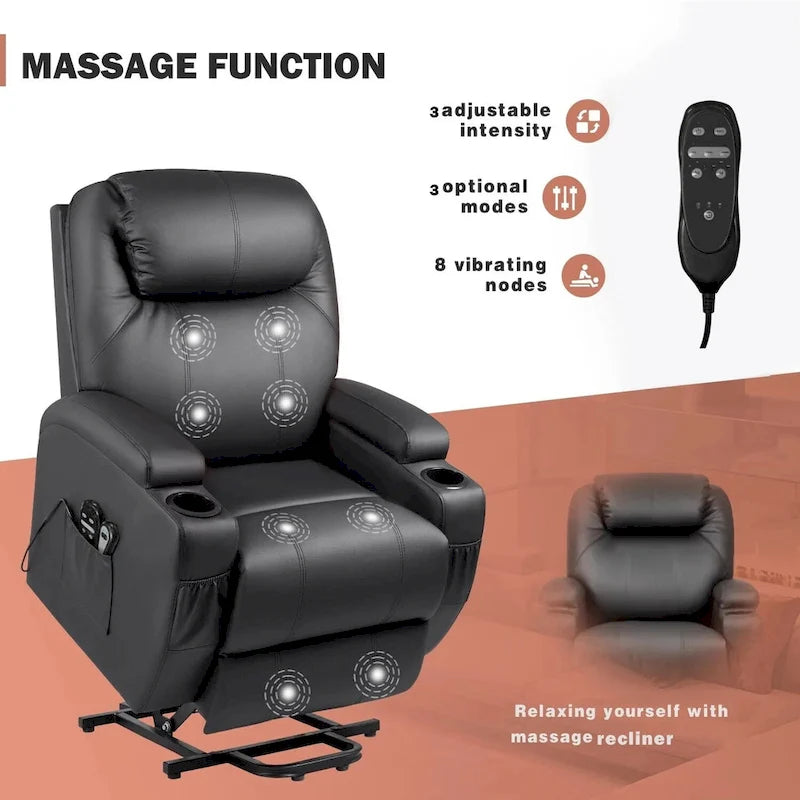 Elektrischer Aufstehsessel aus Kunstleder mit Massagefunktion