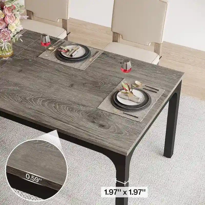 Table à manger pour 6 à 8 personnes, table rectangulaire de cuisine et de salle à manger de 78 pouces de long