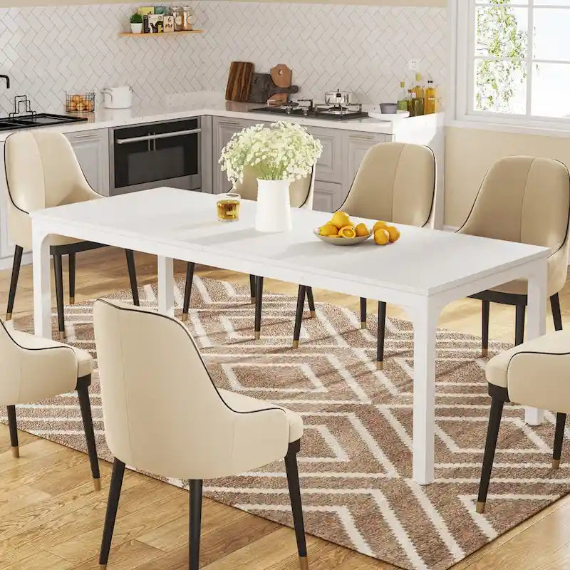 Table à manger pour 6 à 8 personnes, table rectangulaire de cuisine et de salle à manger de 78 pouces de long