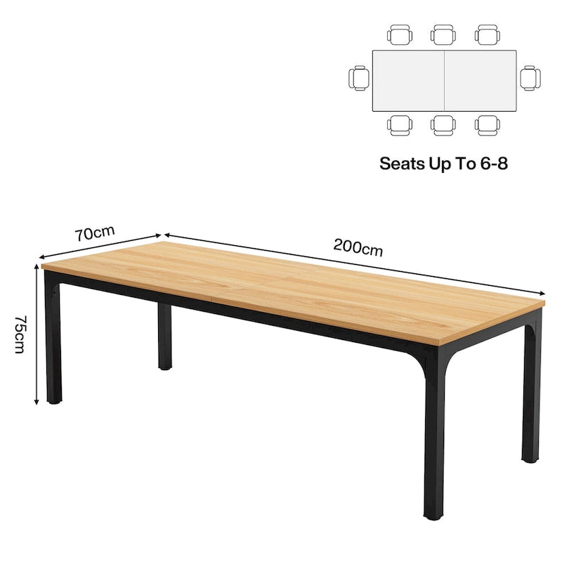 Table à manger pour 6 à 8 personnes, table rectangulaire de cuisine et de salle à manger de 78 pouces de long
