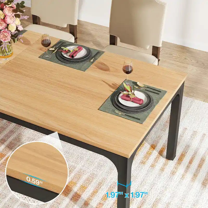 Table à manger pour 6 à 8 personnes, table rectangulaire de cuisine et de salle à manger de 78 pouces de long