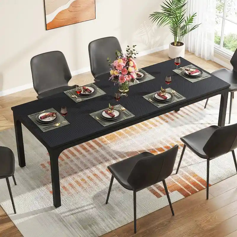 Table à manger pour 6 à 8 personnes, table rectangulaire de cuisine et de salle à manger de 78 pouces de long