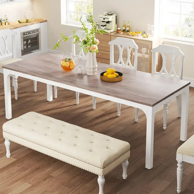 Table à manger pour 6 à 8 personnes, table rectangulaire de cuisine et de salle à manger de 78 pouces de long
