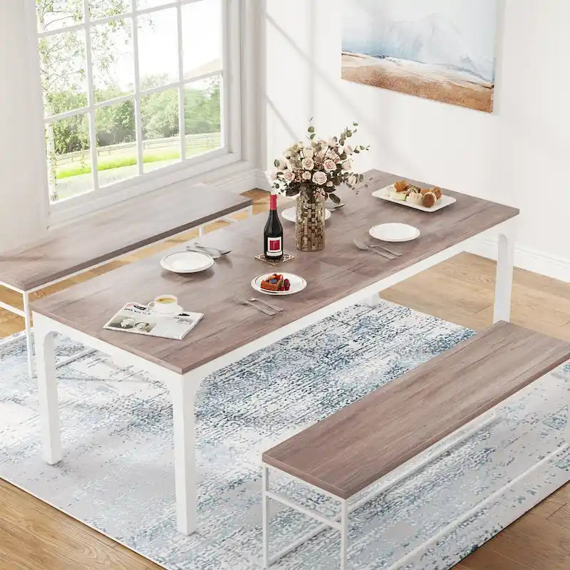 Table à manger pour 6 à 8 personnes, table rectangulaire de cuisine et de salle à manger de 78 pouces de long