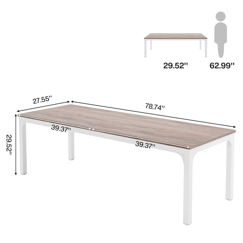 Table à manger pour 6 à 8 personnes, table rectangulaire de cuisine et de salle à manger de 78 pouces de long