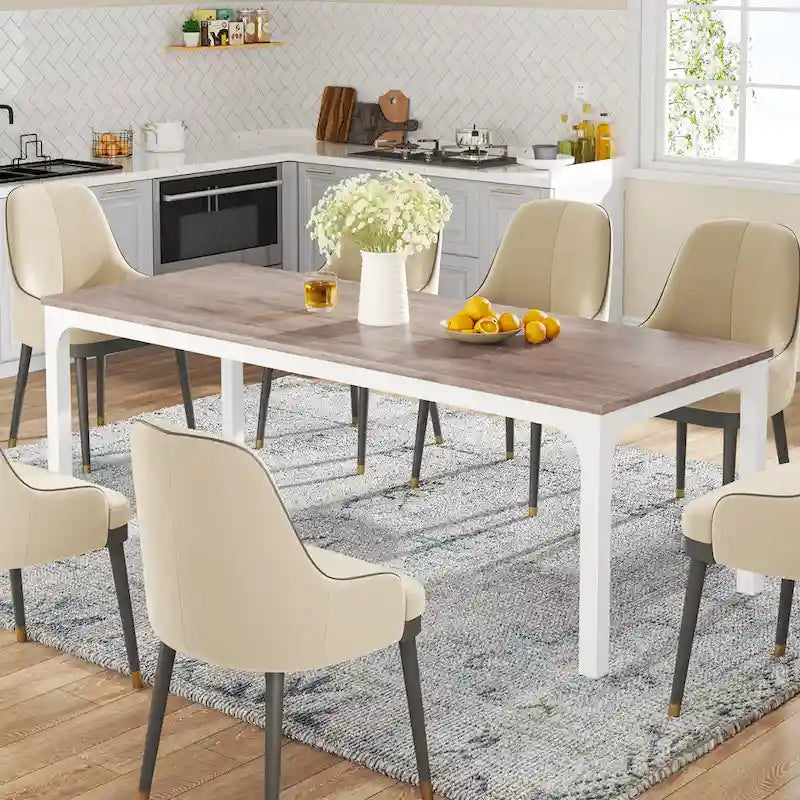 Table à manger pour 6 à 8 personnes, table rectangulaire de cuisine et de salle à manger de 78 pouces de long