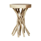 Tavolino decorativo piccolo in legno massello tagliato trasversalmente con base a forma di ramo