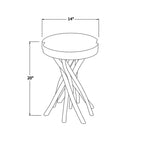Tavolino decorativo piccolo in legno massello tagliato trasversalmente con base a forma di ramo