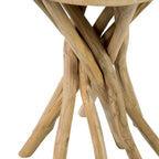 Tavolino decorativo piccolo in legno massello tagliato trasversalmente con base a forma di ramo