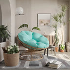 Gelber Korbgeflecht-Papasan-Drehstuhl für Terrasse und Außenbereich