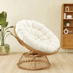 Gelber Korbgeflecht-Papasan-Drehstuhl für Terrasse und Außenbereich