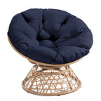 Gelber Korbgeflecht-Papasan-Drehstuhl für Terrasse und Außenbereich
