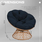 Gelber Korbgeflecht-Papasan-Drehstuhl für Terrasse und Außenbereich