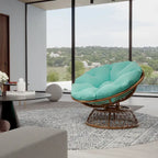 Gelber Korbgeflecht-Papasan-Drehstuhl für Terrasse und Außenbereich