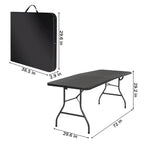 Opvouwbare tafel van 6 ft. voor binnen en buiten, in tweeën te vouwen, van geblazen kunststof