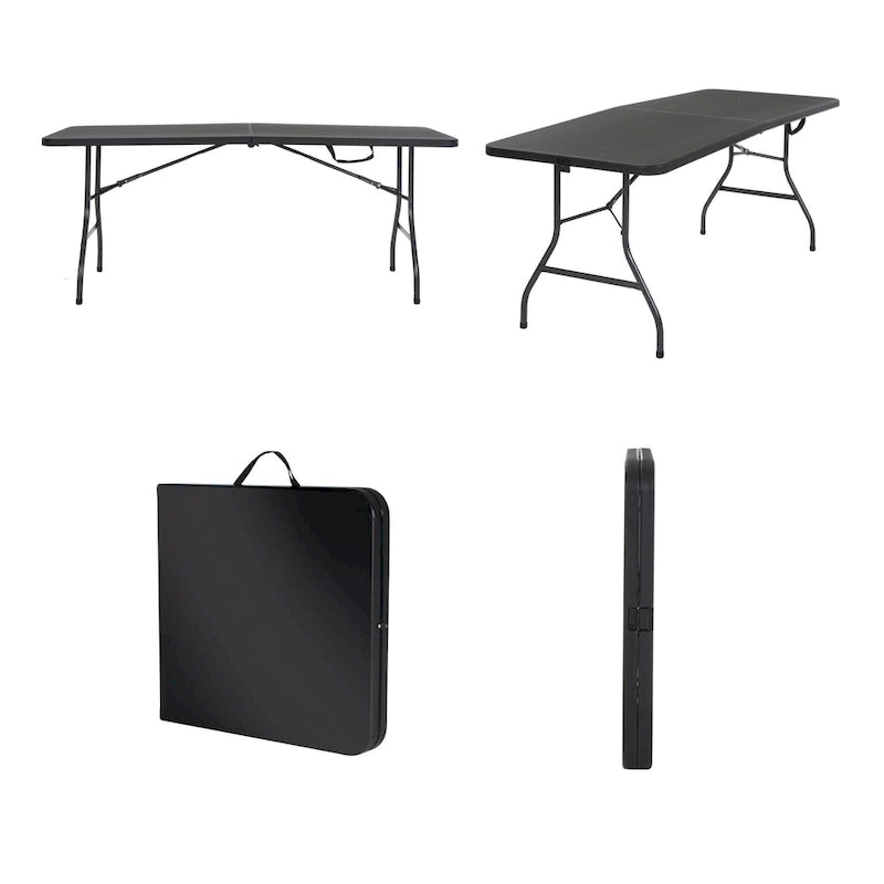 Opvouwbare tafel van 6 ft. voor binnen en buiten, in tweeën te vouwen, van geblazen kunststof