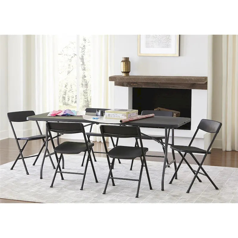 Opvouwbare tafel van 6 ft. voor binnen en buiten, in tweeën te vouwen, van geblazen kunststof