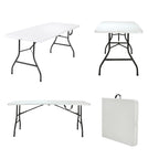Opvouwbare tafel van 6 ft. voor binnen en buiten, in tweeën te vouwen, van geblazen kunststof