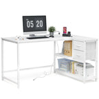 L-vormig computerbureau met oplaadstation, omkeerbaar hoekbureau voor pc met lade