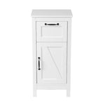 White with Black Hardware MDF Wood 1-Door and 1-Drawer Storage Cabinet - 32.1 H - 32.1 H x 15.1 W x 11.8 D