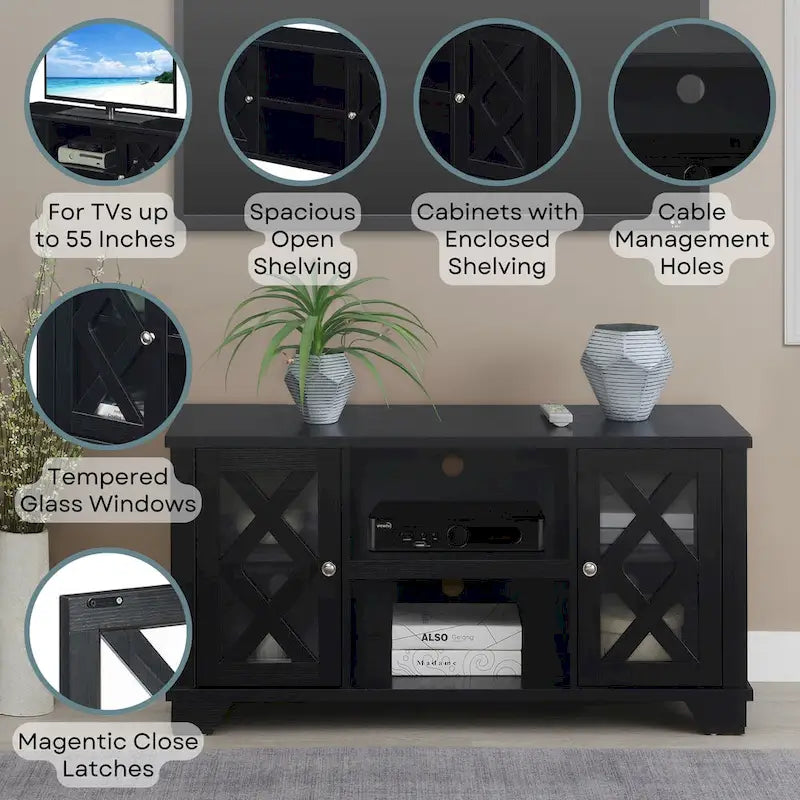 TV-Schrank mit Stauraumschränken und Regalen für Fernseher bis zu 55 Zoll