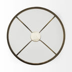 Table d’appoint ronde avec plateau en verre, métal doré et piédestal en marbre blanc