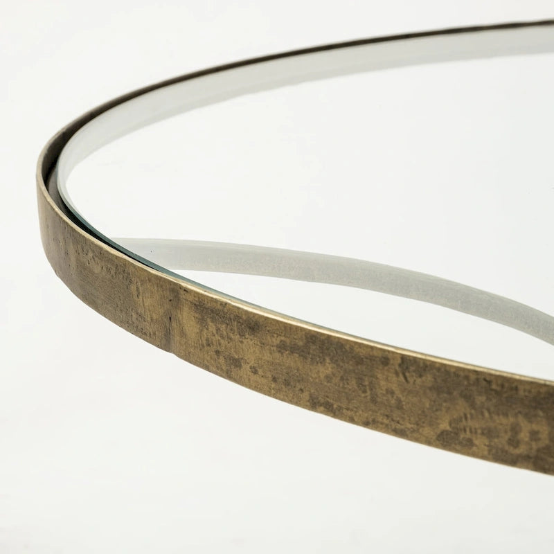 Table d’appoint ronde avec plateau en verre, métal doré et piédestal en marbre blanc