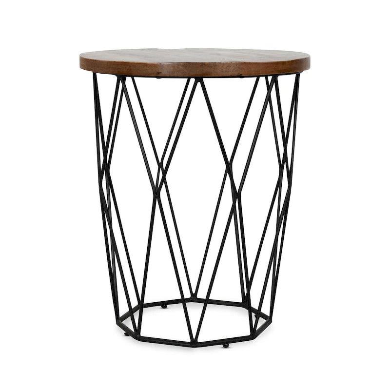 Runder Beistelltisch Chester mit geometrischem Design, 24Hx20Wx20D