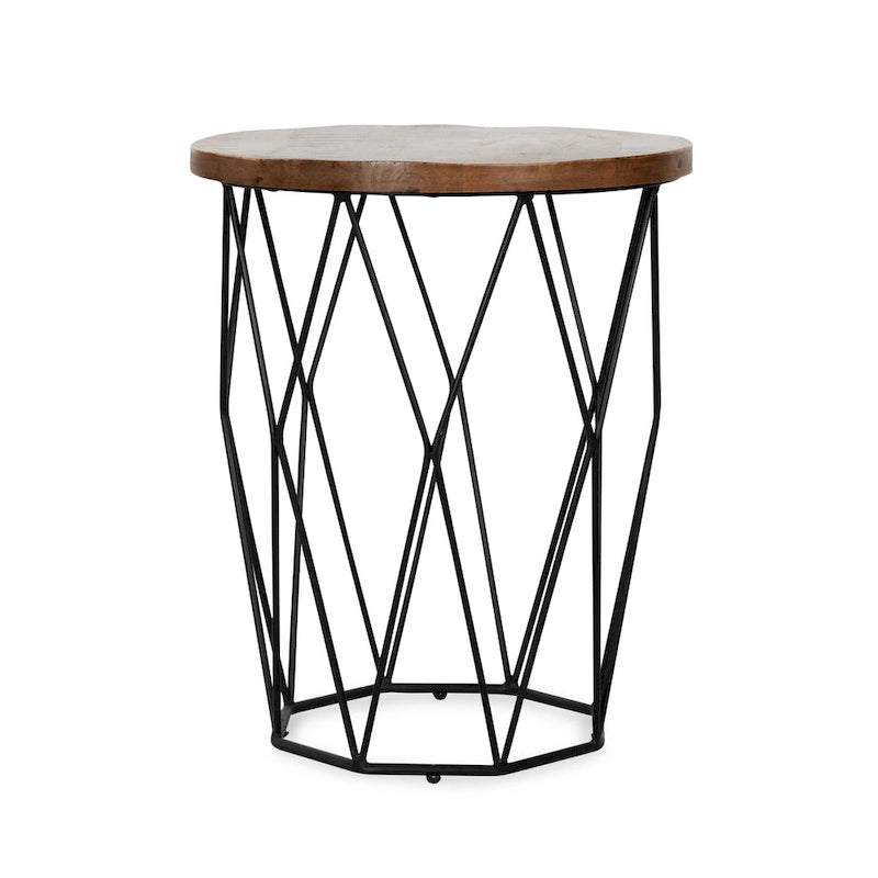 Runder Beistelltisch Chester mit geometrischem Design, 24Hx20Wx20D