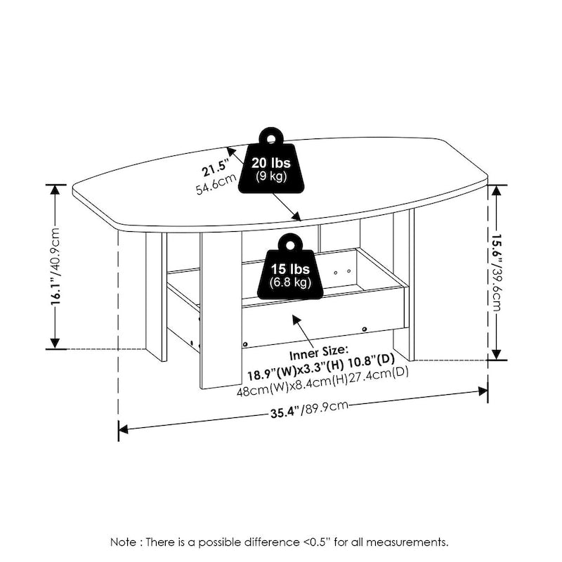 Simple Design Coffee Table with Storage Compartment, Espresso