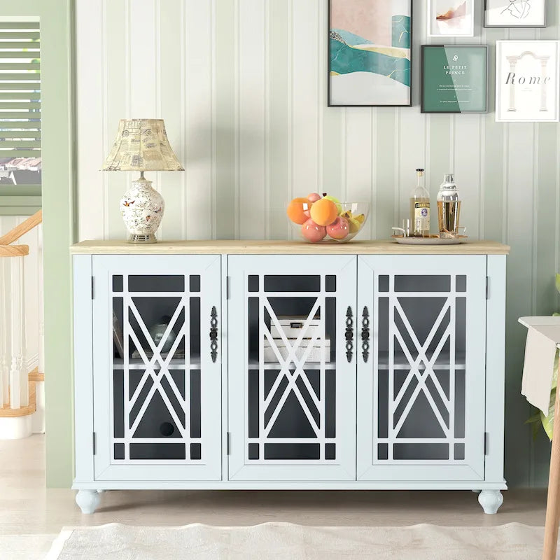 55 Zoll Küchenschrank im Vintage-Stil, Buffet- und Sideboard-Schrank - 55 Zoll Breite