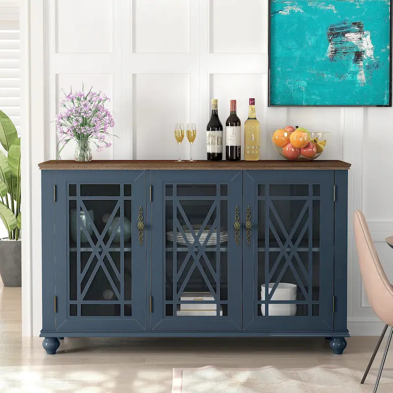 55 Zoll Küchenschrank im Vintage-Stil, Buffet- und Sideboard-Schrank - 55 Zoll Breite