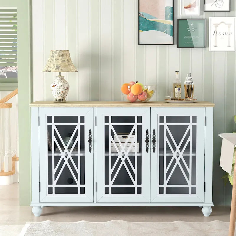 55 Zoll Küchenschrank im Vintage-Stil, Buffet- und Sideboard-Schrank - 55 Zoll Breite