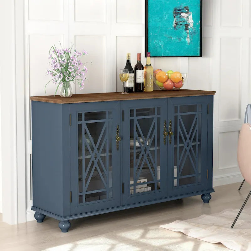 55 Zoll Küchenschrank im Vintage-Stil, Buffet- und Sideboard-Schrank - 55 Zoll Breite