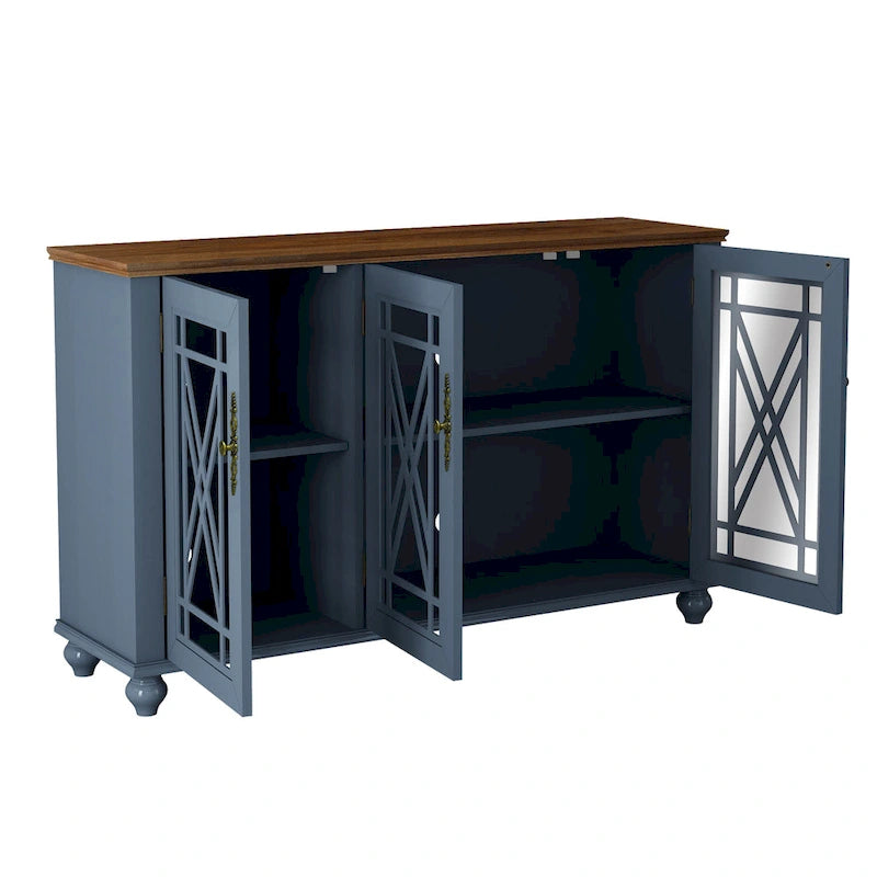 55 Zoll Küchenschrank im Vintage-Stil, Buffet- und Sideboard-Schrank - 55 Zoll Breite
