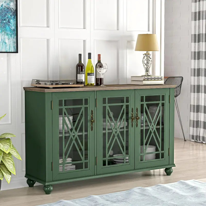 55 Zoll Küchenschrank im Vintage-Stil, Buffet- und Sideboard-Schrank - 55 Zoll Breite
