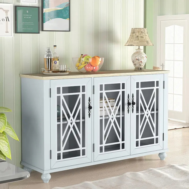 55 Zoll Küchenschrank im Vintage-Stil, Buffet- und Sideboard-Schrank - 55 Zoll Breite
