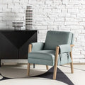 Olivia Farmhouse Faux Leather Accent Chair with Solid Wood Legs