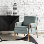 Olivia Farmhouse Faux Leather Accent Chair with Solid Wood Legs