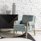 Olivia Farmhouse Faux Leather Accent Chair with Solid Wood Legs