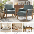 Olivia Farmhouse Faux Leather Accent Chair with Solid Wood Legs