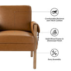 Olivia Farmhouse Faux Leather Accent Chair with Solid Wood Legs