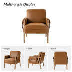 Olivia Farmhouse Faux Leather Accent Chair with Solid Wood Legs