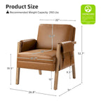 Olivia Farmhouse Faux Leather Accent Chair with Solid Wood Legs