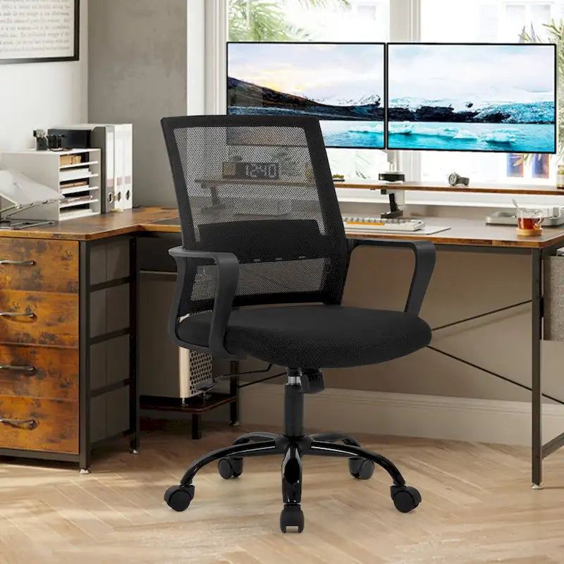Moderner ergonomischer Drehstuhl fürs Büro mit verstellbarer Höhe und Lendenstütze