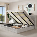 Queen Upholstered Headboard Platform Beds Lift Up Storage Bed